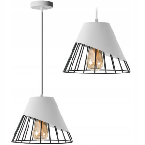 Lampa Sufitowa Wisząca Klosz Metal White Black