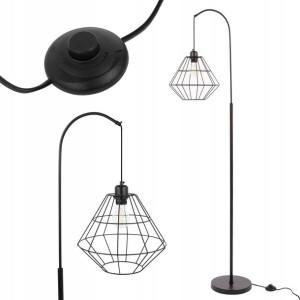 Lampa Stojąca Podłogowa Black Loft Czarna Diament