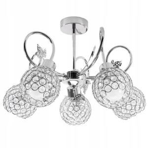 Lampa Sufitowa Wisząca Luxury Liść Kryształ Chrome