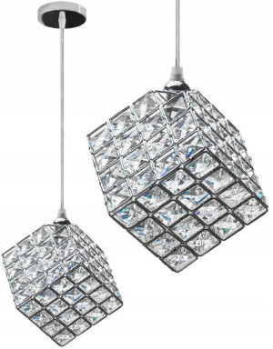 Lampa Sufitowa Wisząca Kryształ Kostka Szklana