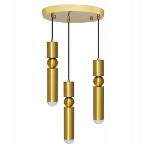 Lampa Sufitowa Potrójna LED Metalowa Gold Złota