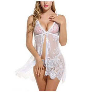 Koronkowa koszulka Nocna, erotyczna biała babydoll