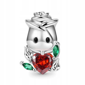 GNOCE - Charms Rose Flower Embraces Heart Gemstone