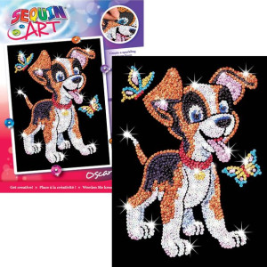 Sequin Art Obraz z cekinów Zestaw kreatywny Piesek z motylkami Oscar