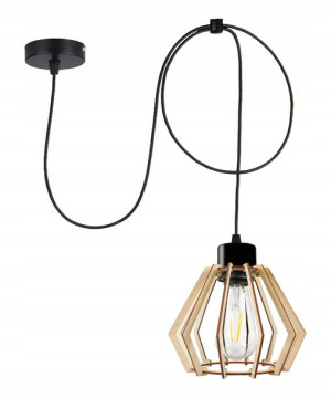 Lampa Wisząca Sufitowa Żyrandol Led Drewniana