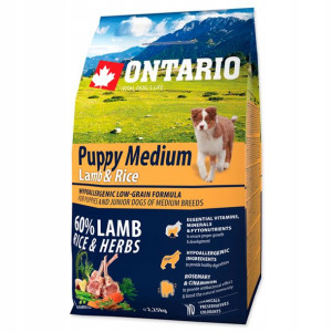 Ontario Puppy Medium Lamb&rice 2,25kg Jagnię