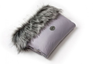 Mufka Eskimos srebrna, z futerkiem, Glik
