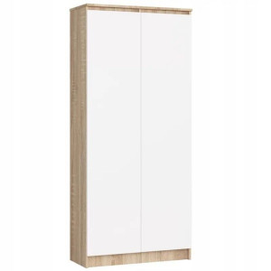 Regał Biurowy R80cm 2 Drzwi 8 Półek Sonoma-biały