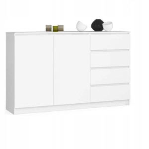 Komoda Biała Z Szufladami Duża Szafka 160cm K013
