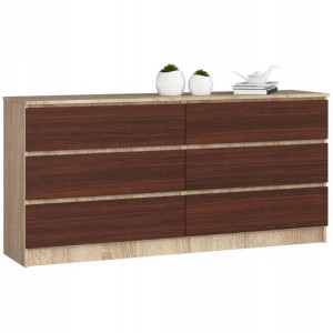 Meble Komoda Komody 160cm 6 Szuflad Sonoma / Wenge