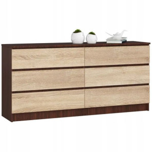 Meble Komoda Komody 160cm 6 Szuflad Wenge / Sonoma