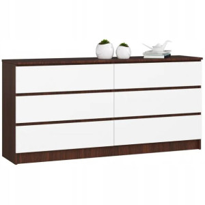 Meble Komoda Komody 160cm 6 Szuflad Wenge / Biała