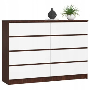 Komoda Komody Szafka 140cm 8 Szuflad Wenge / Biała