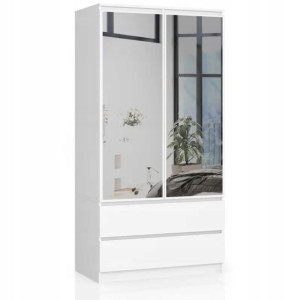 Szafa Garderoba Z Lustrem S 90cm 2d 2sz 2l Biała