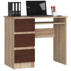 Biurko Komputerowe A-6 Lewe 90cm Sonoma - Wenge