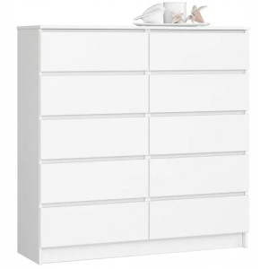 Komoda Szafa Szafka 120cm 10 Szuflad Biała Duża