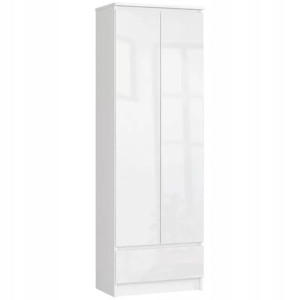 Szafa Regał Książki Biuro 60cm 2d 1sz Biały Połysk