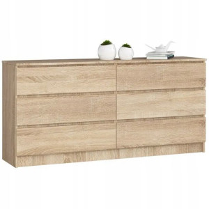Meble Komoda Komody 160cm 6 Szuflad Sonoma Duża