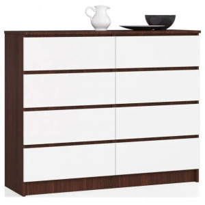 Komoda Szafa 120cm 8 Szuflad Wenge - Biała Duża