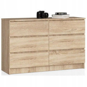 Komoda Szafka Komody 140cm 6 Szuflad Sonoma Duża