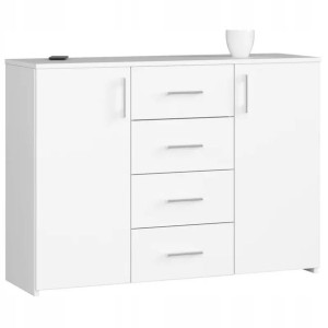 Komoda Komody Szafka K45 Biała 110cm 4 Szuflady