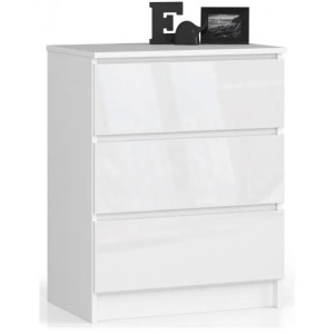 Komoda Komody 3 Szuflady 77x60x40 Biały Połysk