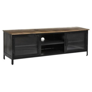 Komoda RTV metalowa z drewnianym blatem Fabbrica