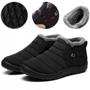 Buty Na Śnieg Zimowe Ocieplane Czarne Unisex 44