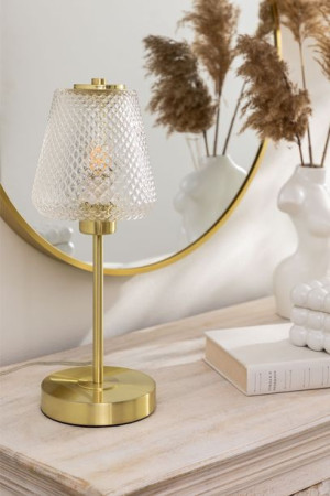 Lampa stołowa złota ze szklanym kloszem Yulen