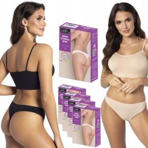 GATTA NINI, Bezszwowe, Mini Stringi, 5-pak, L