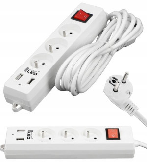 Przedłużacz listwa zasilająca 3 metry 3x230V 2XUSB