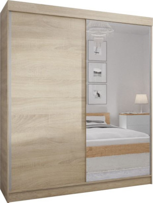 Szafa Wersso 2d 180 Cm - Sonoma- Płyta - Lustro