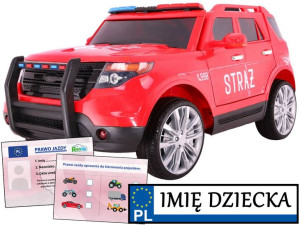 AUTO NA AKUMULATOR SUV STRAŻ POŻARNA pojazd elektryczny MEGAFON syrena