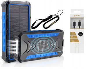 Solarny Powerbank 15W 3A 36000mAh z indukcją QC 5V