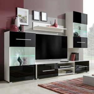 Meble do salonu z szafką pod TV LED, 5 el. czarne