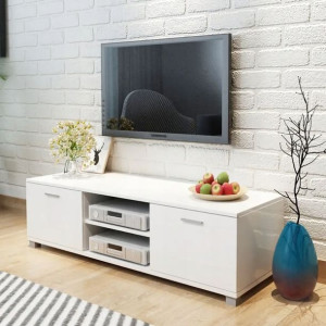 Szafka TV na wysoki połysk biała 140x40,3x34,7 cm