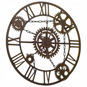 Zegar ścienny, brązowy, 80 cm, metal