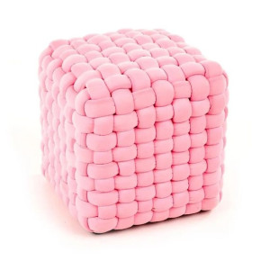 Pufa Tapicerowana Rubik Tkanina Różowy
