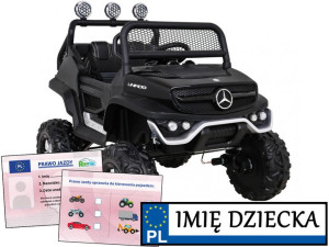 dwuosobowy MERCEDES Benz UNIMOG AUTO NA AKUMULATOR zmienny napęd 4x4