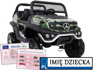 AUTO NA AKUMULATOR MERCEDES Benz UNIMOG zmienny napęd 4x4 BAGAŻNIK