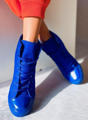 Trampki na koturnie za kostkę PARKS BLUE 39