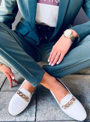 Mokasyny z łańcuchem ADDISON WHITE 36