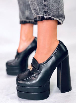 Mokasyny na obcasie AMBRA BLACK 40