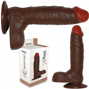 Dildo Czarny Penis Z Jądrami Na Przyssawce 19 Cm M