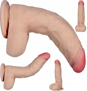 Dildo Duży Penis Zgina Super Skóra Lux + Jądra 7,5