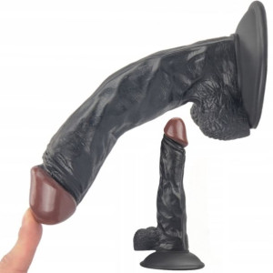Dildo Penis Na Przyssawce Czarny 20 Cm