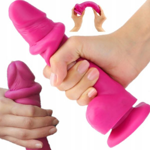 Dildo Penis Z Jądrami Ruchoma Skóra Zginalne Lux S
