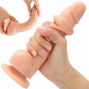 Dildo Penis Z Jądrami Ruchoma Skóra Zginalne Xl