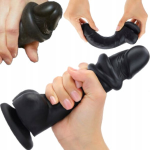 Dildo Penis Z Jądrami Ruchoma Skóra Zginalne Xxl