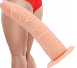 Dildo Penis Zakrzywiony Żylasty 18 Moc Przyssawka